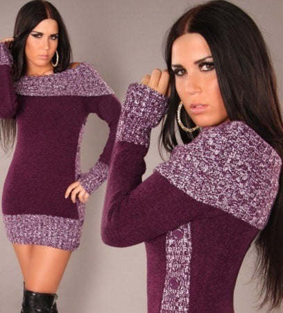 Dames Robe en tricot élégante avec décolleté dénudé et détails de boutons Chic und Stil