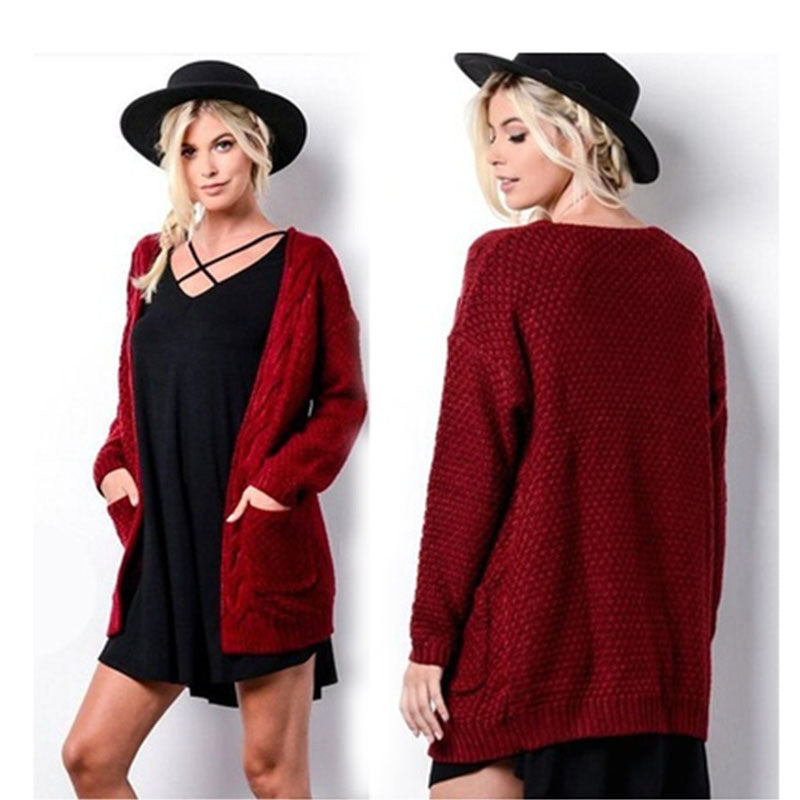 Dames Gros pull cardigan avec devant ouvert et poches pratiques Chic und Stil