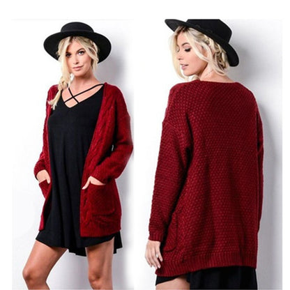 Dames Gros pull cardigan avec devant ouvert et poches pratiques Chic und Stil