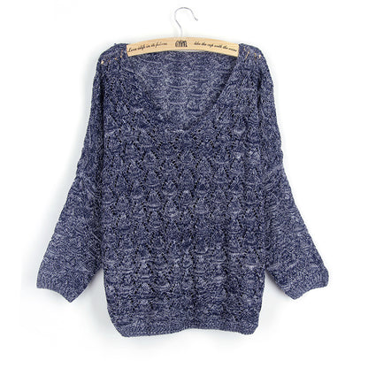 Pull en tricot décontracté pour femmes avec décolleté en V et structure en maille aérée Chic und Stil
