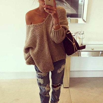 Pull-over en tricot à épaules dénudées pour femmes avec coupe décontractée Chic und Stil