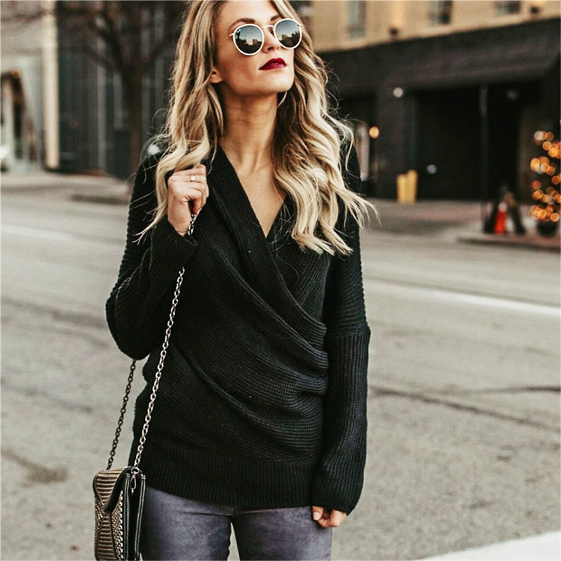 Pull en tricot pour femmes avec design off-shoulder et élégante apparence drapée Chic und Stil