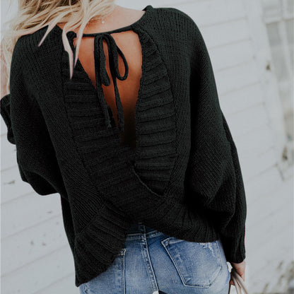Dames pull-over en grosses mailles à coupe ample et design tendance Chic und Stil