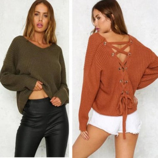 Pull-over en tricot décontracté pour femmes avec découpe décorative au dos et cordon de serrage Chic und Stil