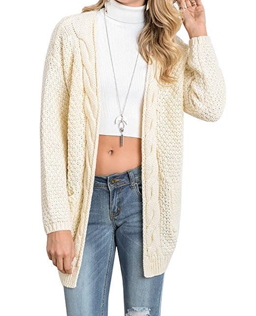 Dames Cardigan en tricot léger avec poches ouvertes et coupe décontractée Chic und Stil