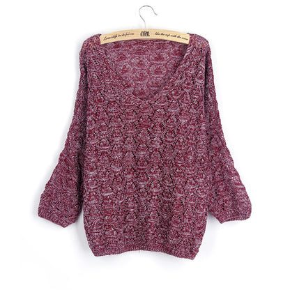 Pull-over en tricot pour femmes avec motif de trous décoratif et manches larges Chic und Stil