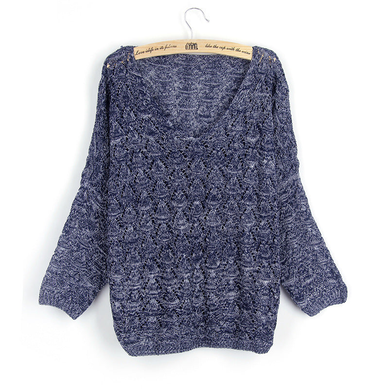 Pull-over en tricot pour femmes avec motif de trous décoratif et manches larges Chic und Stil