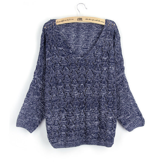 Pull-over en tricot pour femmes avec motif de trous décoratif et manches larges Chic und Stil