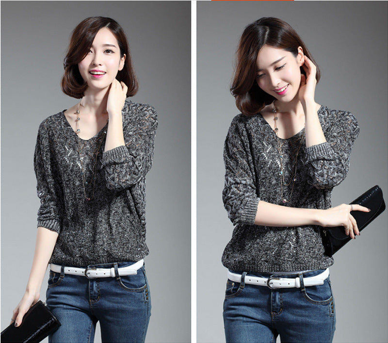 Pull-over en tricot pour femmes avec motif de trous décoratif et manches larges Chic und Stil