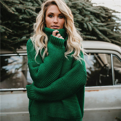 Femme Pull-over tricot surdimensionné avec col montant Chic und Stil