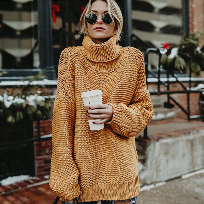 Femme Pull-over tricot surdimensionné avec col montant Chic und Stil