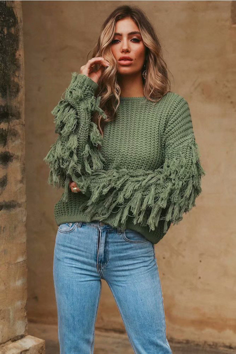 Pull femme avec détails à franges Chic und Stil
