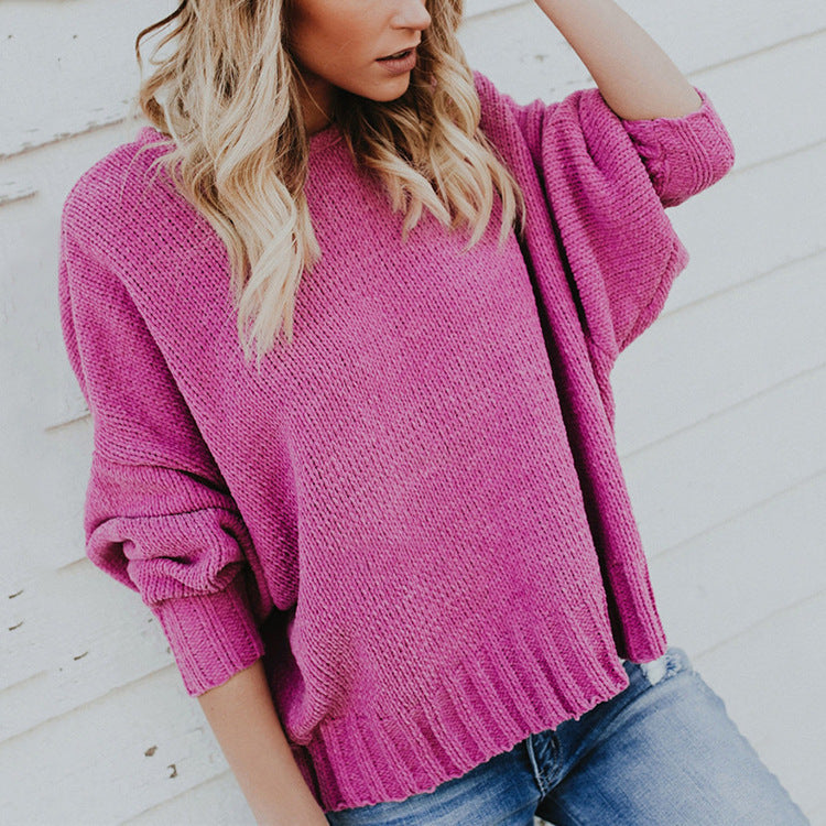 Dames pull-over en grosses mailles à coupe ample et design tendance Chic und Stil