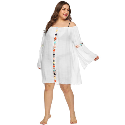 Robe surdimensionnée brodée pour femmes à épaules dénudées Chic und Stil