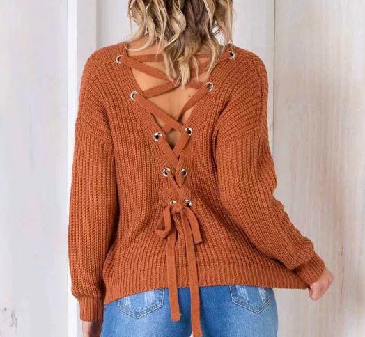 Pull-over en tricot décontracté pour femmes avec découpe décorative au dos et cordon de serrage Chic und Stil