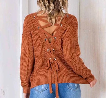 Pull-over en tricot décontracté pour femmes avec découpe décorative au dos et cordon de serrage Chic und Stil