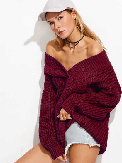Pull en grosse maille pour femmes avec coupe ouverte et manches stylées Chic und Stil