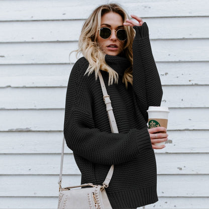 Femme Pull-over tricot surdimensionné avec col montant Chic und Stil