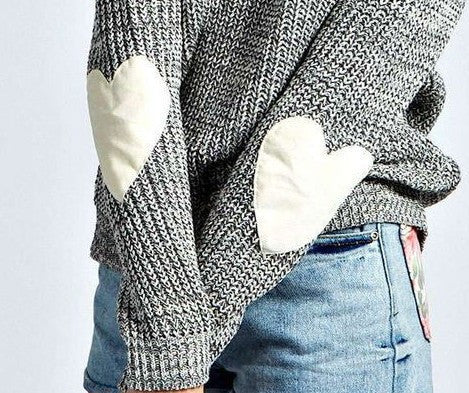 Pull femme avec applications en forme de cœur et tricot structuré Chic und Stil