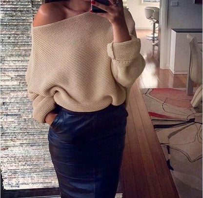 Pull oversized pour femmes en tricot avec design épaule dénudée et coupe décontractée Chic und Stil