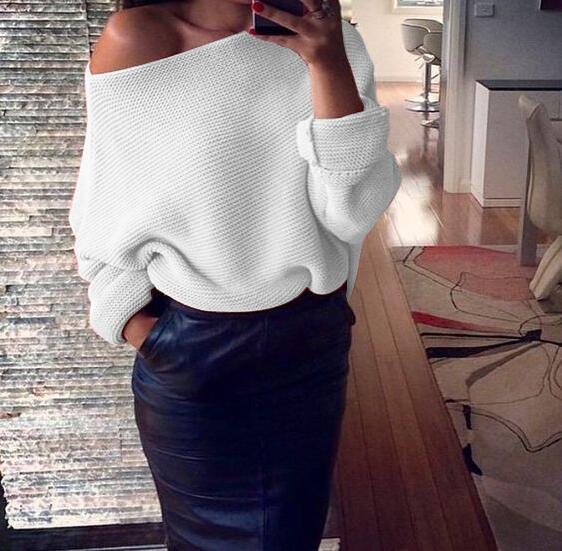 Pull oversized pour femmes en tricot avec design épaule dénudée et coupe décontractée Chic und Stil