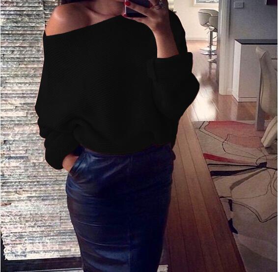 Pull oversized pour femmes en tricot avec design épaule dénudée et coupe décontractée Chic und Stil