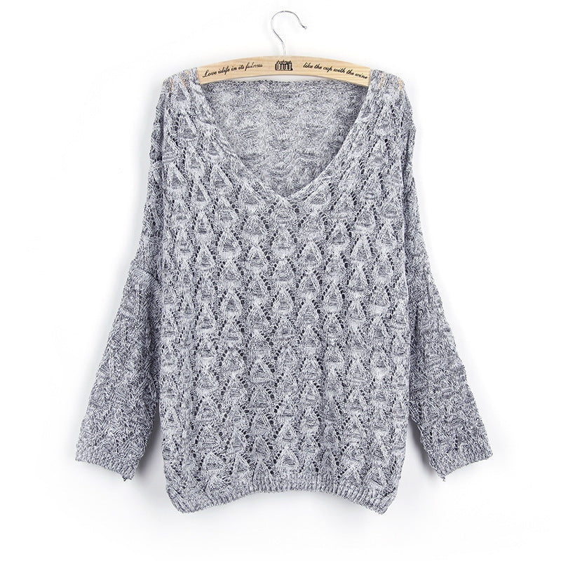 Pull-over en tricot pour femmes avec motif de trous décoratif et manches larges Chic und Stil