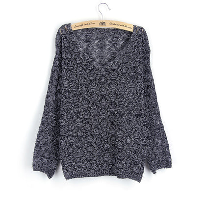 Pull-over en tricot pour femmes avec motif de trous décoratif et manches larges Chic und Stil
