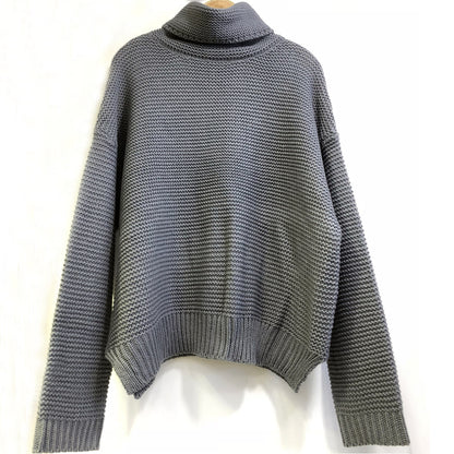 Femme Pull-over tricot surdimensionné avec col montant Chic und Stil