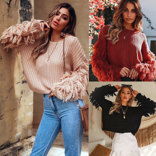 Pull femme avec détails à franges Chic und Stil