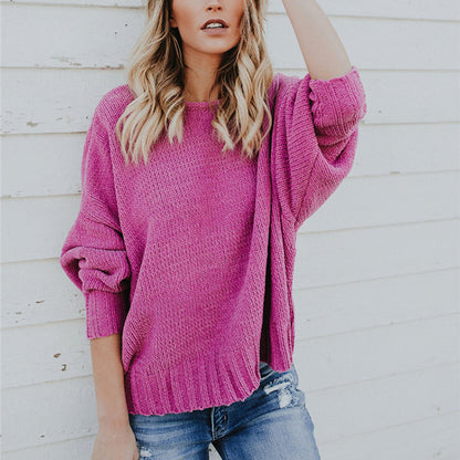 Dames pull-over en grosses mailles à coupe ample et design tendance Chic und Stil