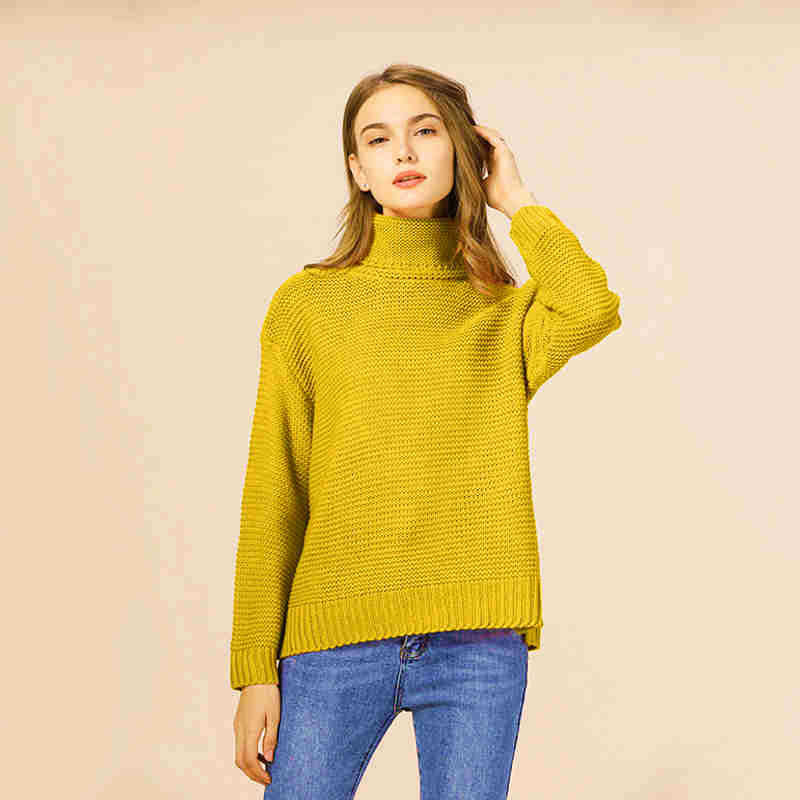 Pull en grosse maille pour femmes avec col montant et coupe décontractée Chic und Still