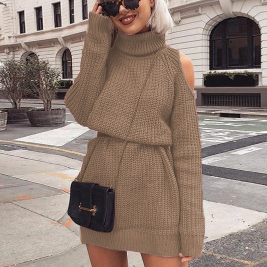 Pull en tricot pour femmes avec col haut et design d'épaule Chic und Stil