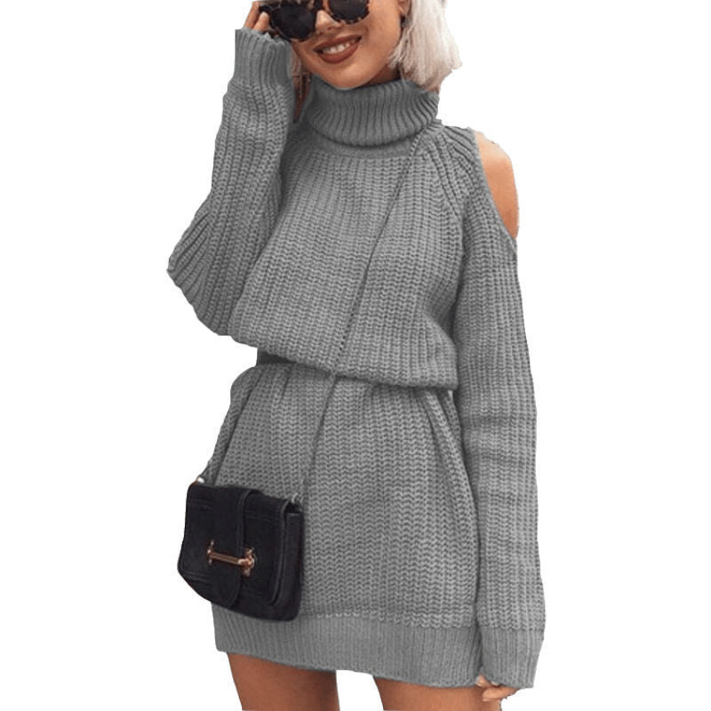 Pull en tricot pour femmes avec col haut et design d'épaule Chic und Stil