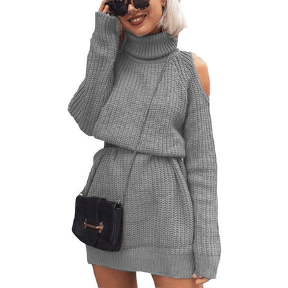 Pull en tricot pour femmes avec col haut et design d'épaule Chic und Stil