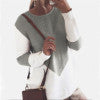 Pull en grosse maille pour femmes avec un design de blocs de couleurs moderne et un décolleté en V discret Chic und Stil