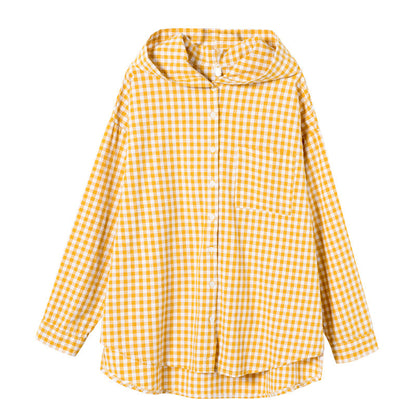 Blouse à carreaux décontractée pour femmes avec capuche Chic & Stil