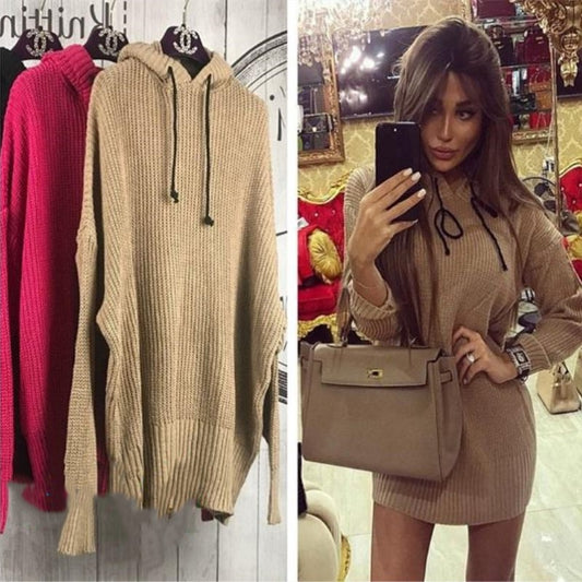 Pull-over en grosse maille pour femmes avec capuche et coupe ample Chic und Stil