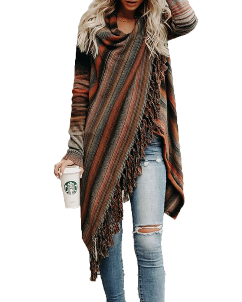 Dame cardigan avec coupe asymétrique et franges Chic und Stil