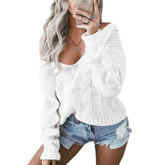 Pull en maille pour femmes avec épaule dénudée et design en torsades Chic und Stil