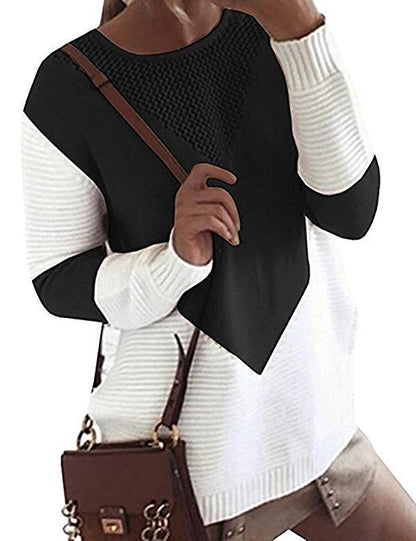Pull en tricot pour femmes avec des combinaisons de couleurs modernes et un design aéré Chic und Stil