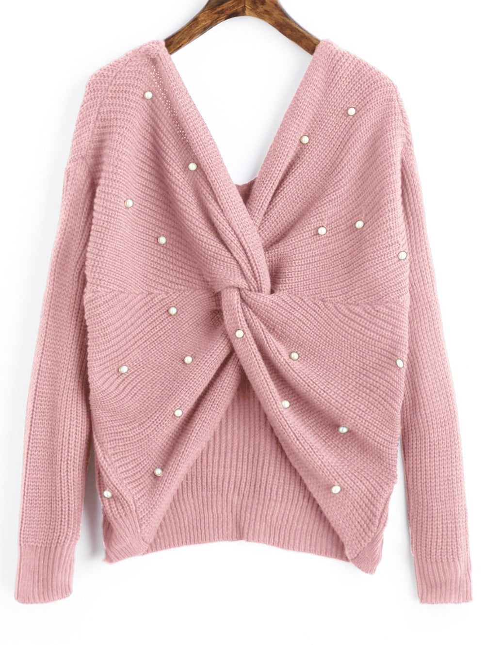Pull femme en tricot avec détail torsadé et garniture en perles Chic und Stil