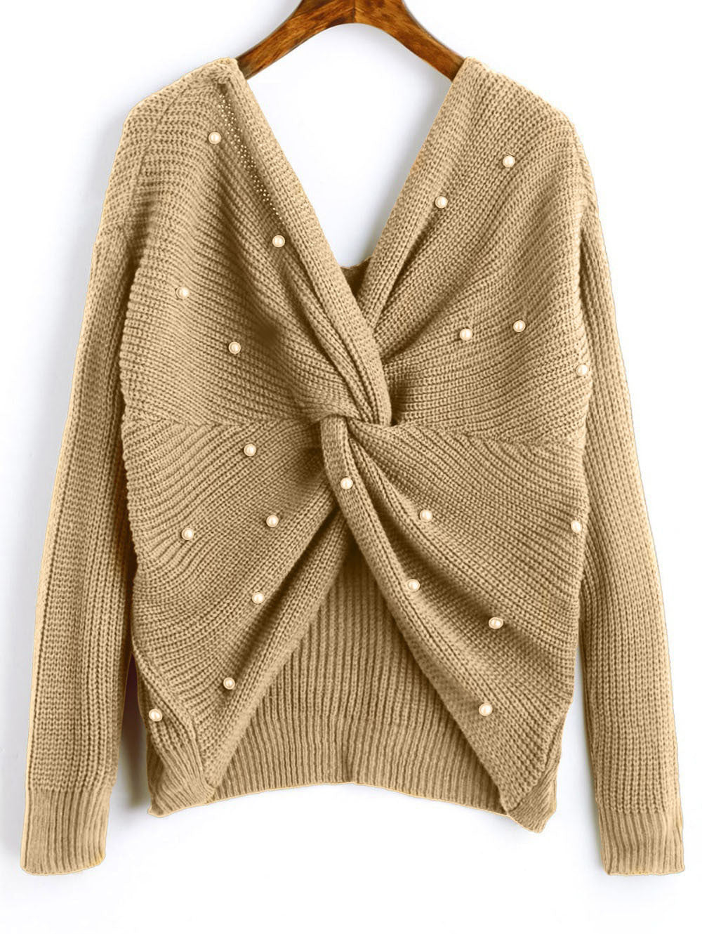 Pull femme en tricot avec détail torsadé et garniture en perles Chic und Stil