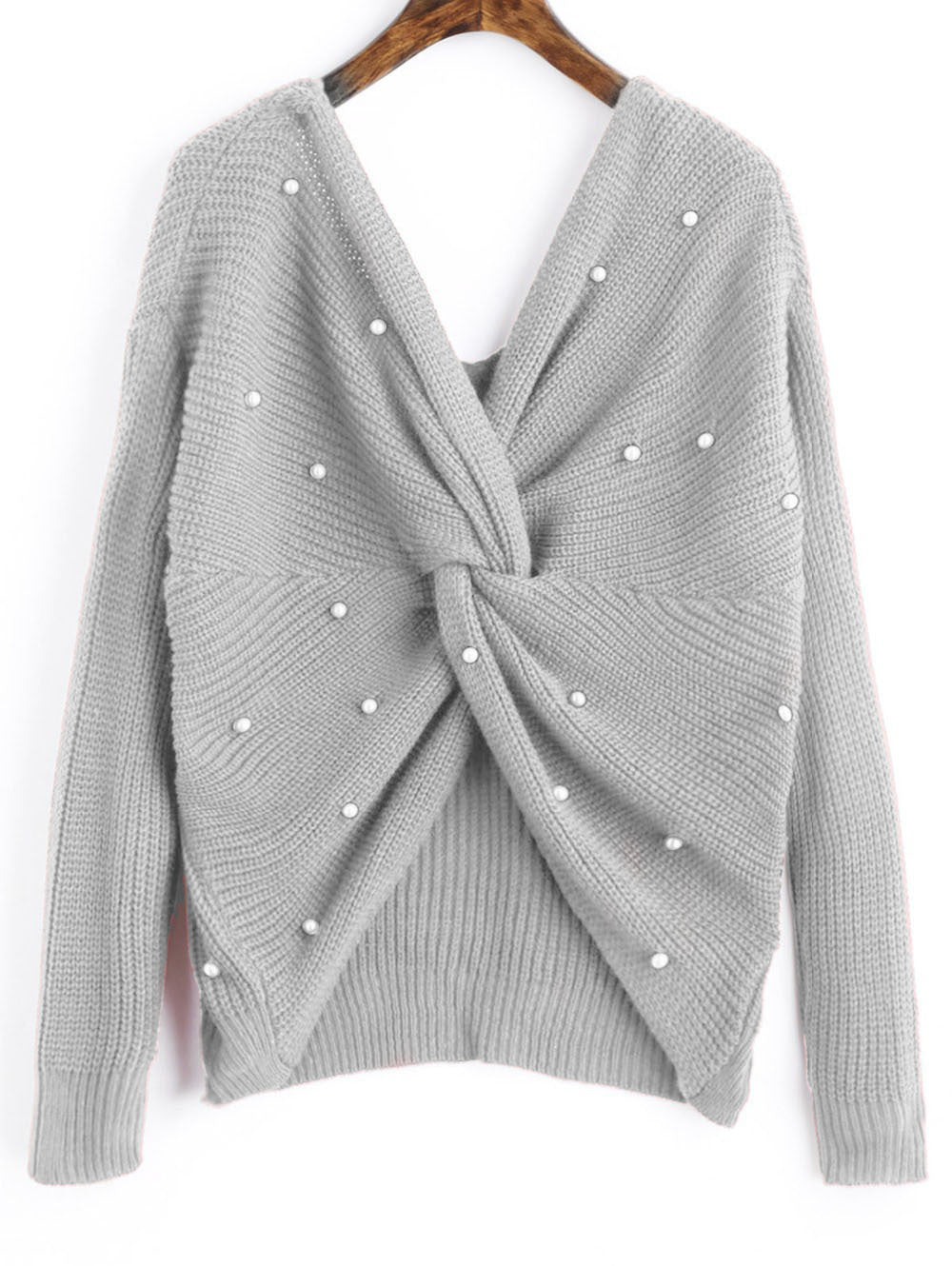 Pull femme en tricot avec détail torsadé et garniture en perles Chic und Stil