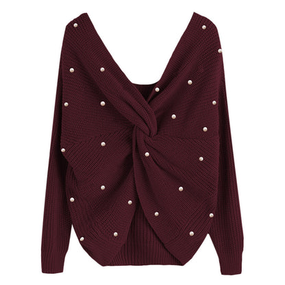 Pull en tricot à design drapé pour femmes avec des détails ornés de perles Chic und Still