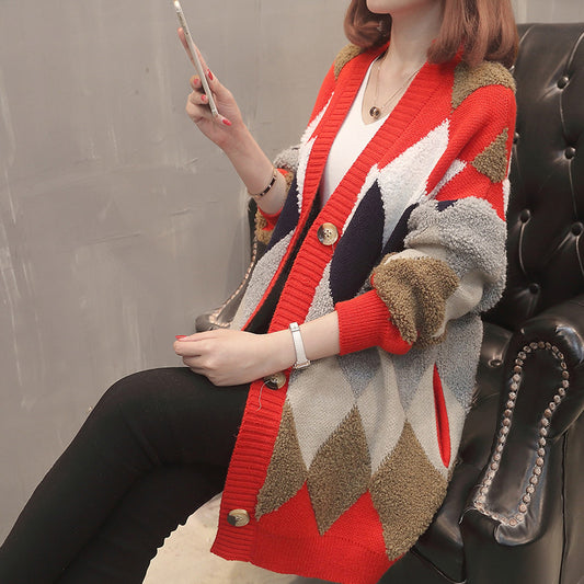 Cardigan en tricot à motifs pour femmes avec détails de boutons et coupe décontractée Chic und Stil