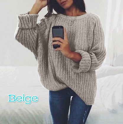 Pull en grosse maille pour femmes avec des épaules dépassées et une coupe décontractée Chic und Stil