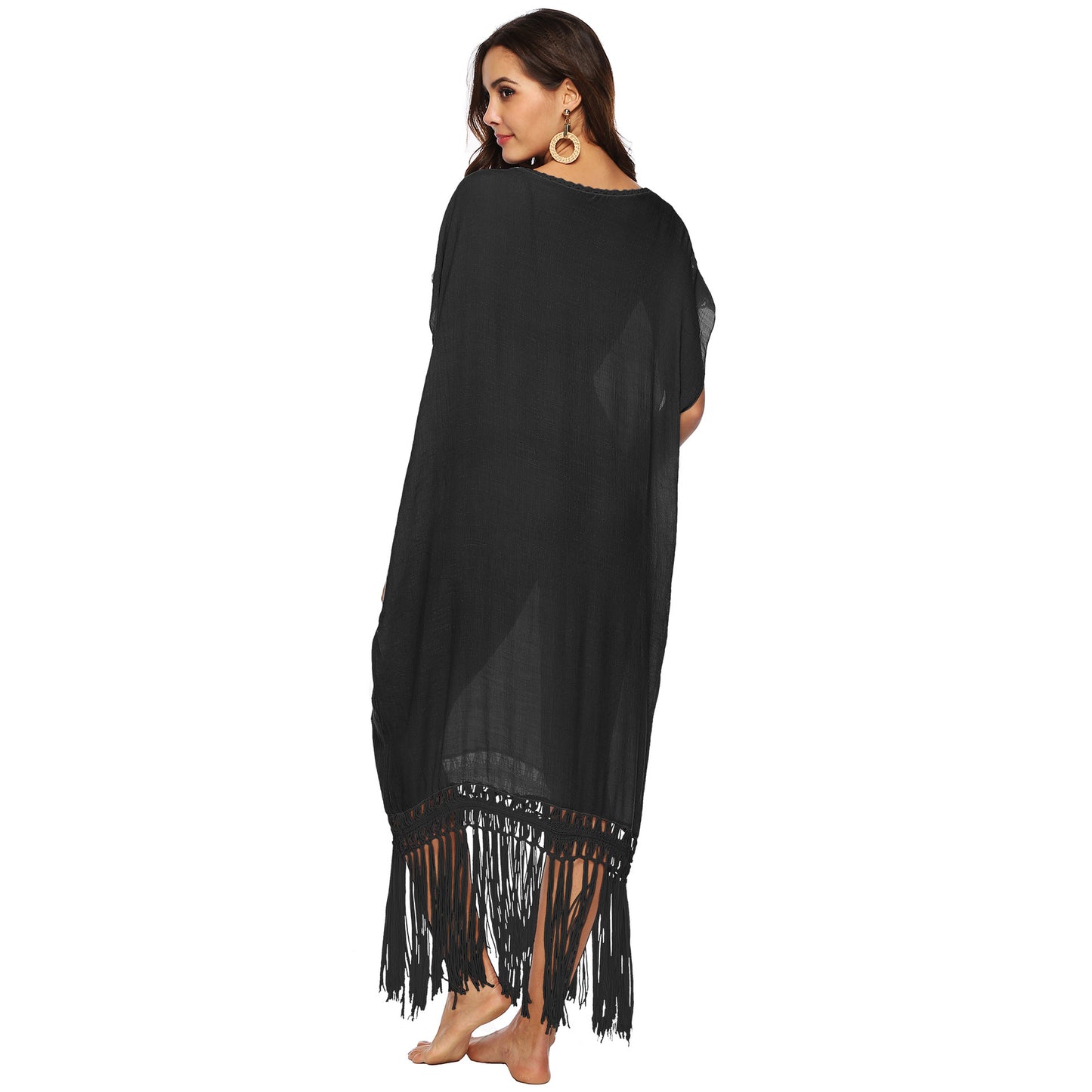 Femme Élégante Franges Tricot Couvrir Robe Chic und Stil