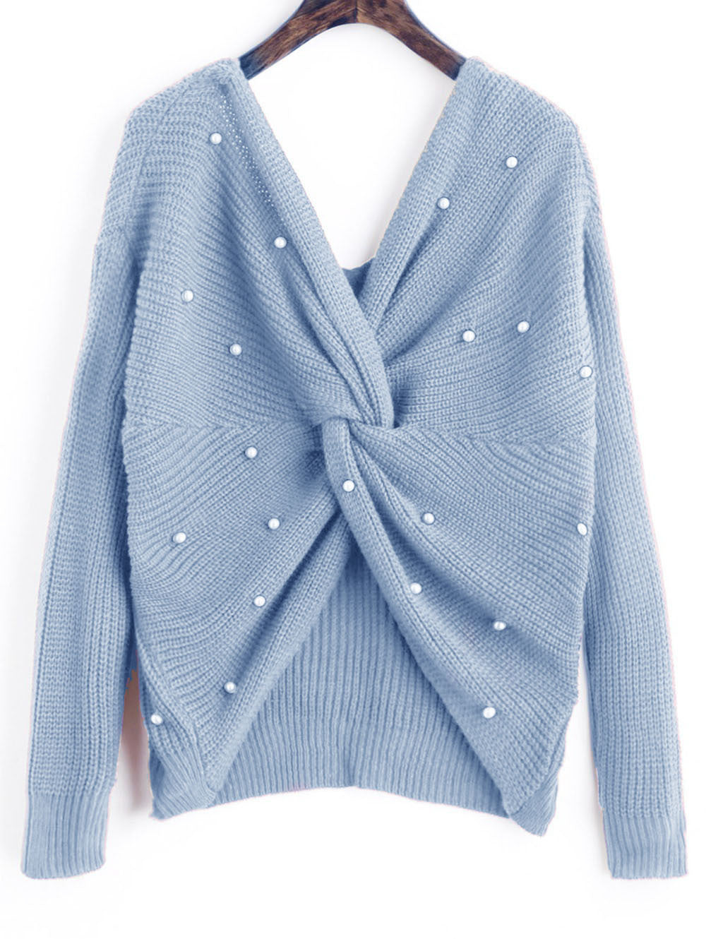Pull femme en tricot avec détail torsadé et garniture en perles Chic und Stil
