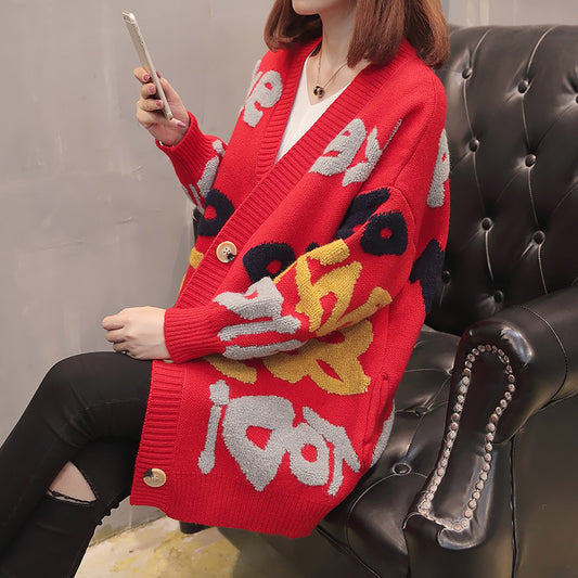 Cardigan dames en grosse maille avec motif accrocheur et grands boutons Chic und Still